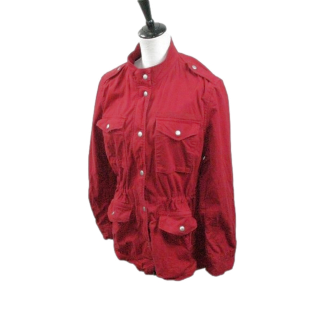 Gap Red Snap/Zip Front Shacket Size Medium - image 2